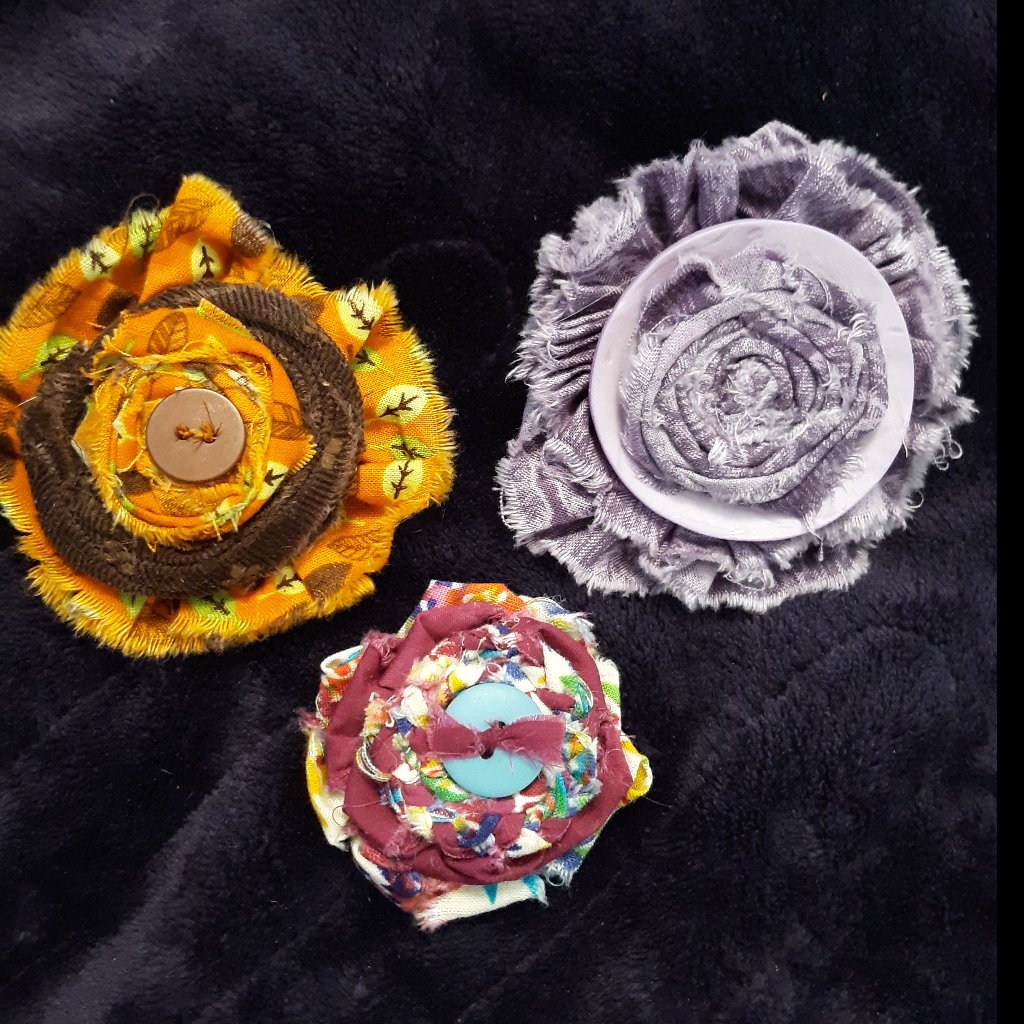 Three Vintage Beautiful Colorful Handmade Pins